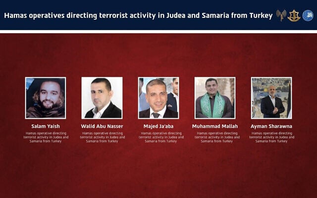 Turkey-based Hamas operatives revealed by the Shin Bet on June 21, 2026. (Shin Bet) Turkey-based Hamas operatives revealed by the Shin Bet on June 21, 2026. (Shin Bet)