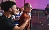 Jewish American comedian Jerry Seinfeld laughs as he's asked by a streamer to say "Free Palestine" while leaving Madison Square Garden in New York City, following the Knicks victory over the San Antonio Spurs in Game 4 of the NBA Finals, June 10, 2026. (X screenshot)