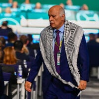 President of the Palestine Football Association Jibril Rajoub is seen after speaking during the 76th FIFA Congress in Vancouver, Canada on April 30, 2026. (Photo by Don MacKinnon / AFP)