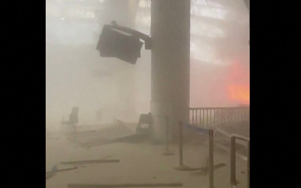 This video grab taken from UGC images posted on social media on June 3, 2026, appears to show damage at Kuwait's international airport following an attack (Various sources / AFP)