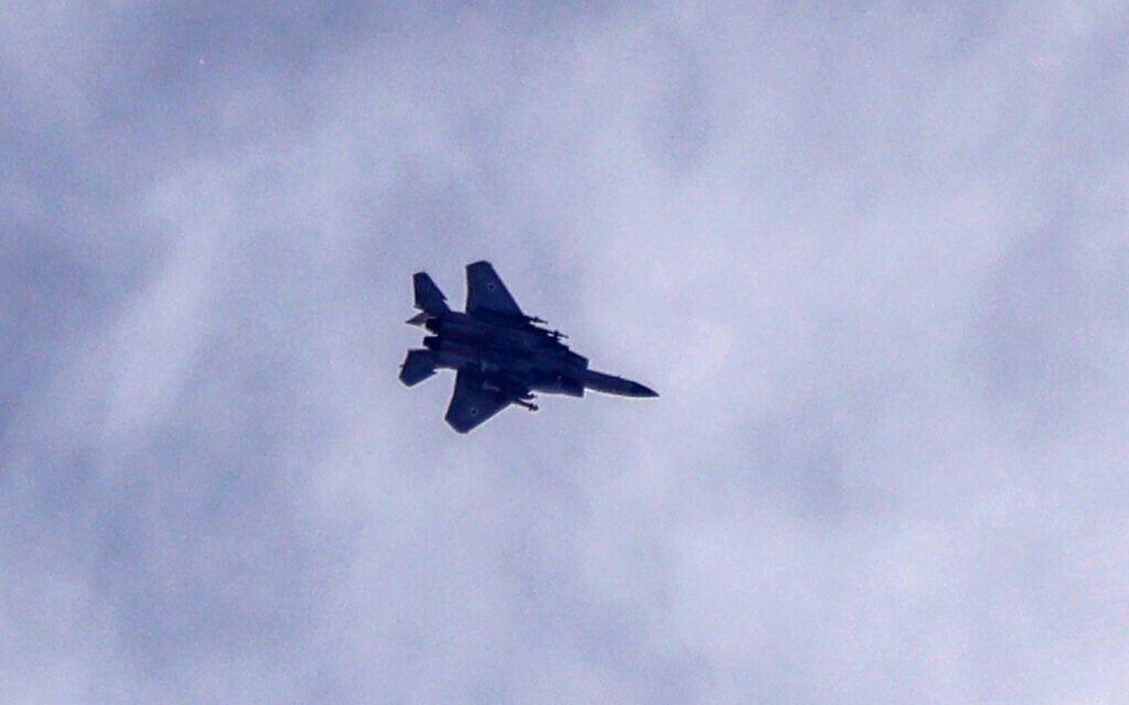 An Israeli fighter jet flies over the southern Lebanese area of Marjayoun on June 3, 2026 (AFP)