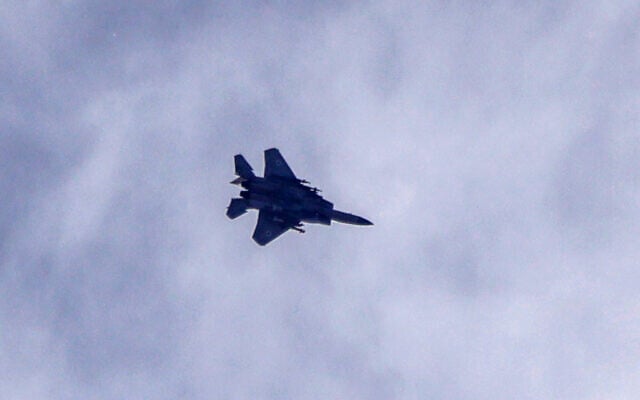 An Israeli fighter jet flies over the southern Lebanese area of Marjayoun on June 3, 2026 (AFP)