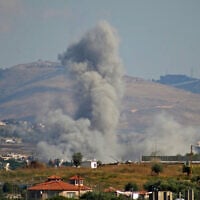 Smoke rises from the site of an Israeli airstrike that targeted the southern Lebanese village of Kfar Tibnit, June 13, 2026. (Abbas Fakih/AFP)