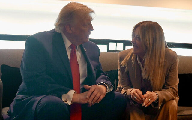 In this handout picture released by the Palazzo Chigi Press Office on June 17, 2026 US President Donald Trump speaks with Italy's Prime Minister Giorgia Meloni during the G7 summit, in Evian, eastern France, on June 17, 2026. (Handout / Palazzo Chigi press office / AFP) In this handout picture released by the Palazzo Chigi Press Office on June 17, 2026 US President Donald Trump speaks with Italy's Prime Minister Giorgia Meloni during the G7 summit, in Evian, eastern France, on June 17, 2026. (Handout / Palazzo Chigi press office / AFP)