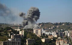 Smoke rises from the site of a string of Israeli airstrikes that hit targets in the southern Lebanese city of Nabatieh on June 20, 2026 (Abbas FAKIH / AFP)