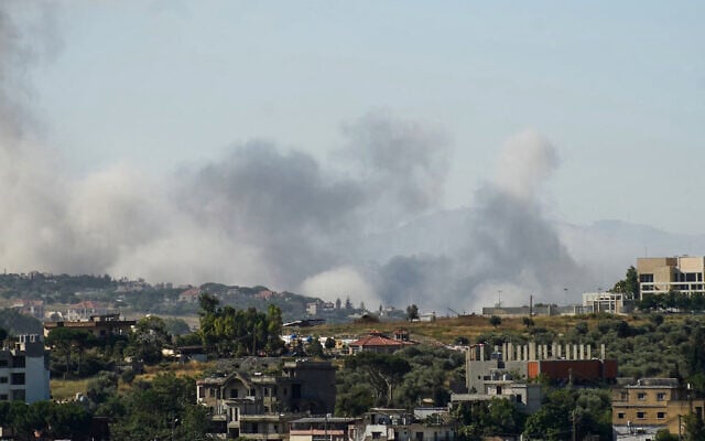 Smoke rises from the site of a string of Israeli airstrikes on targets in the southern Lebanese city of Nabatieh on June 20, 2026 (Abbas FAKIH / AFP) /