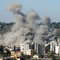 Smoke rises from the site of Israeli airstrikes that targeted the southern Lebanese city of Nabatieh on June 20, 2026. (Abbas FAKIH / AFP) /
