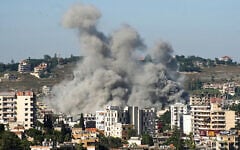 Smoke rises from the site of Israeli airstrikes that targeted the southern Lebanese city of Nabatieh on June 20, 2026. (Abbas FAKIH / AFP) /