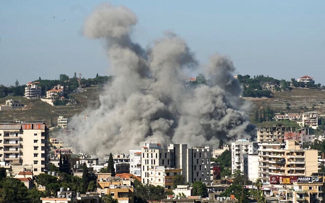 Smoke rises from the site of Israeli airstrikes that targeted the southern Lebanese city of Nabatieh on June 20, 2026. (Abbas FAKIH / AFP) / Smoke rises from the site of Israeli airstrikes that targeted the southern Lebanese city of Nabatieh on June 20, 2026. (Abbas FAKIH / AFP) /
