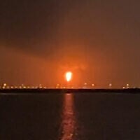 This frame grab from AFPTV video footage on June 21, 2026, shows an explosion at Qatar's Ras Laffan industrial zone, home to the world's largest liquefied natural gas hub, as the result of a "technical incident". (AFPTV / AFP)