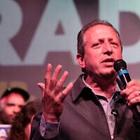 Democratic US Congressional candidate Brad Lander takes the stage during an election eve rally at Silo on June 22, 2026, in the East Williamsburg neighborhood of the Brooklyn borough in New York City. (Michael M. Santiago/Getty Images/AFP)
