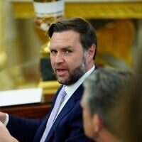 US Vice President JD Vance speaks during a meeting between President Donald Trump and NATO Secretary General Mark Rutte in the Oval Office of the White House in Washington, DC, on June 24, 2026. (Photo by Aaron Schwartz / AFP)