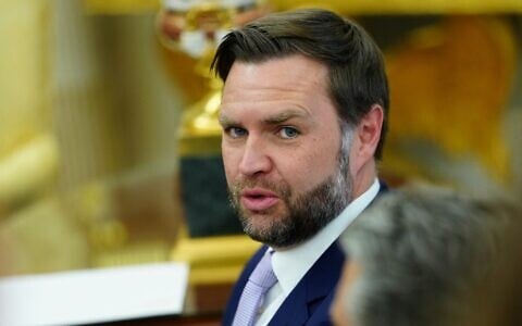 US Vice President JD Vance speaks during a meeting between President Donald Trump and NATO Secretary General Mark Rutte in the Oval Office of the White House in Washington, on June 24, 2026. (Aaron Schwartz/AFP)