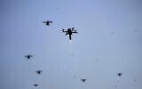 Illustrative: Indian army display drones during an operational drill in Pathankot, India, February 26, 2026. (AP Photo/Channi Anand)