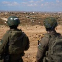 Israeli soldiers at a military position overlooking the so-called Yellow Line in the central Gaza Strip, Tuesday, May 26, 2026. (AP/Ariel Schalit)