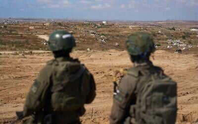 Israeli soldiers at a military position overlooking the so-called Yellow Line in the central Gaza Strip, Tuesday, May 26, 2026. (AP/Ariel Schalit)