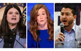 This combination of photos shows Rep. Haley Stevens, D-Mich., Feb. 6, 2025, in Washington, left, Michigan state Sen. Mallory McMorrow, D-Royal Oak, Aug. 19, 2024, in Chicago, center, and Abdul El-Sayed in Detroit on July 28, 2018. (AP/Rod Lamkey, Jr., J. Scott Applewhite, Paul Sancya)