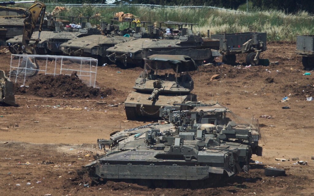 IDF troops gather on the border with Lebanon in northern Israel, June 2, 2026. (AP Photo/Ariel Schalit)