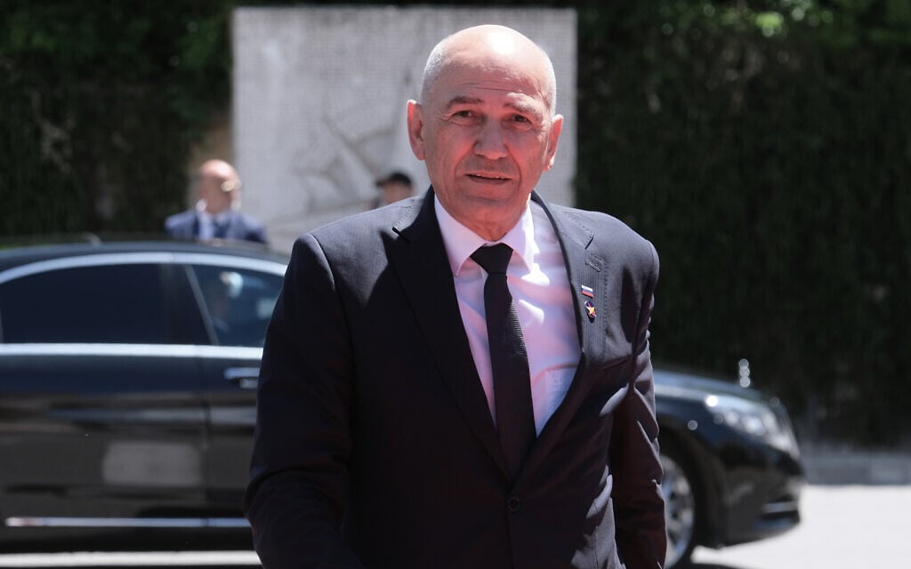 Slovenia's Prime Minister Janez Jansa arrives to attend the EU-Western Balkans summit in Tivat, Montenegro, June 5, 2026. (AP Photo/Risto Bozovic)