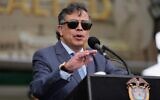 Colombia's President Gustavo Petro speaks during a military ceremony in Bogota, Colombia, Friday, June 5, 2026. (AP Photo/Fernando Vergara)