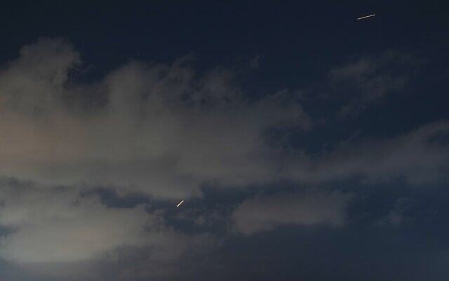 An Israeli air defense system fires to intercept missiles that were launched from Iran, as seen from Hadera, northern Israel, Sunday, June 7, 2026. (AP Photo/Ariel Schalit) An Israeli air defense system fires to intercept missiles that were launched from Iran, as seen from Hadera, northern Israel, Sunday, June 7, 2026. (AP Photo/Ariel Schalit)