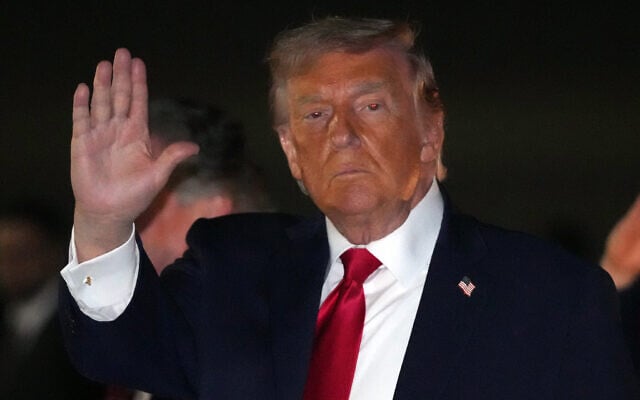 US President Donald Trump gestures as he steps off Air Force One, June 9, 2026, at Joint Base Andrews, Md. (AP/Mark Schiefelbein) US President Donald Trump gestures as he steps off Air Force One, June 9, 2026, at Joint Base Andrews, Md. (AP/Mark Schiefelbein)