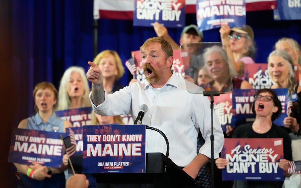 Democratic US Senate candidate Graham Platner speaks during a primary election night watch party after winning the Democratic nomination, June 9, 2026, in Blue Hill, Maine. (AP Photo/Robert F. Bukaty)