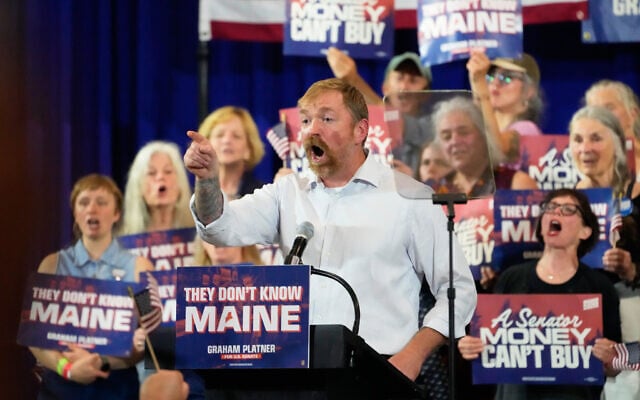 Democratic US Senate candidate Graham Platner speaks during a primary election night watch party after winning the Democratic nomination, June 9, 2026, in Blue Hill, Maine. (AP/Robert F. Bukaty) Democratic US Senate candidate Graham Platner speaks during a primary election night watch party after winning the Democratic nomination, June 9, 2026, in Blue Hill, Maine. (AP/Robert F. Bukaty)