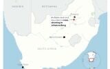 Map showing a mass shooting in Johannesburg, South Africa, June 9, 2026. (AP Digital Embed)
