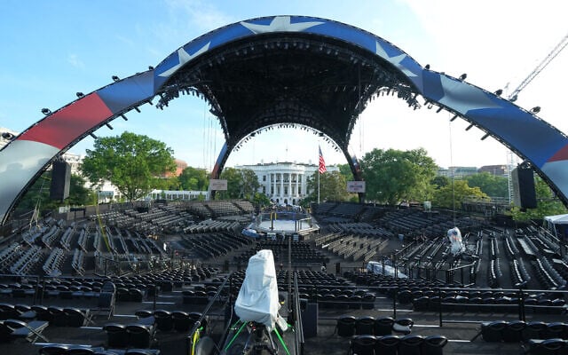 The arena for the UFC Freedom 250 fights on the South Lawn of the White House is photographed in Washington, June 11, 2026. (Alex Brandon/AP) The arena for the UFC Freedom 250 fights on the South Lawn of the White House is photographed in Washington, June 11, 2026. (Alex Brandon/AP)