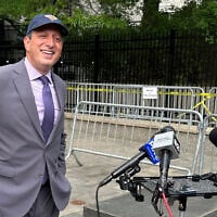 Democrat Brad Lander approaches microphones outside a federal court in New York on June 11, 2026. (AP Photo/Larry Neumeister)