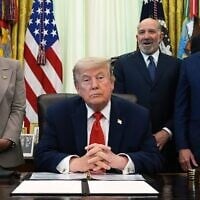 US President Donald Trump sits during an event in the Oval Office of the White House, June 11, 2026, in Washington. (AP/Jacquelyn Martin)