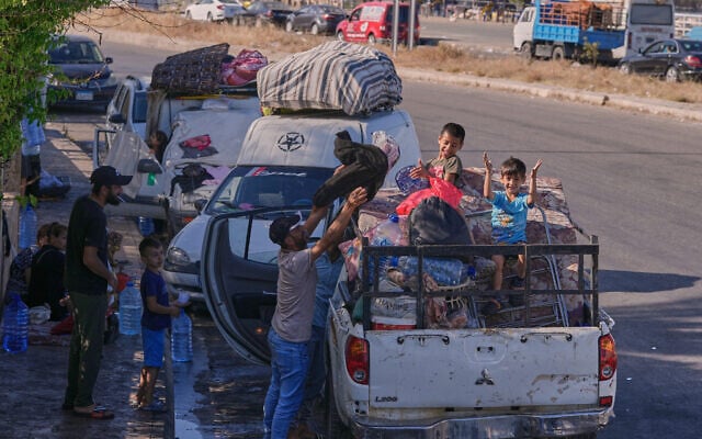 Displaced people pack their belongings as they prepare to return to their village following the announcement of an initial ceasefire agreement between the United States and Iran, in the southern port city of Sidon, Lebanon, June 15, 2026. (Mohammed Zaatari/AP) Displaced people pack their belongings as they prepare to return to their village following the announcement of an initial ceasefire agreement between the United States and Iran, in the southern port city of Sidon, Lebanon, June 15, 2026. (Mohammed Zaatari/AP)