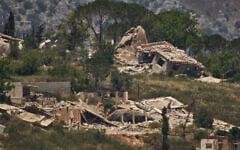 Destroyed buildings in southern Lebanon as seen from northern Israel, June 15, 2026. (AP/Leo Correa)