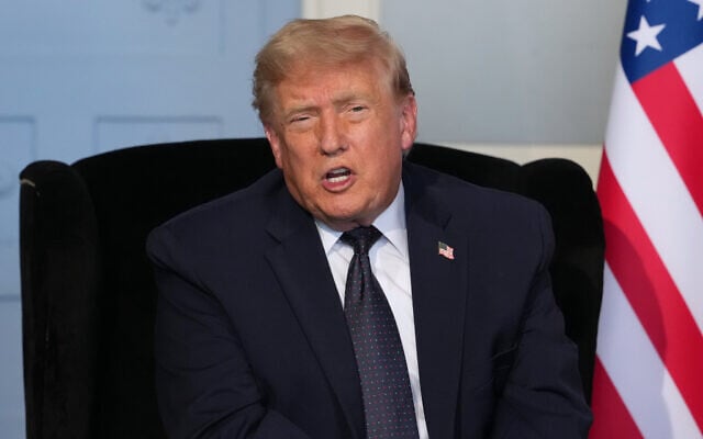 President Donald Trump speaks as he meets with French President Emmanuel Macron on the sidelines of the G7 summit, Monday, June 15, 2026, in Evian-les-Bains, France. (AP Photo/Julia Demaree Nikhinson)
