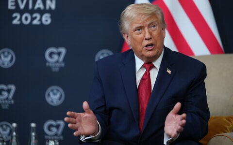 US President Donald Trump meets with Egypt's President Abdel-Fattah el-Sissi (not pictured) on the sidelines of the G7 summit, June 17, 2026, in Evian-les-Bains, France. (AP Photo/Julia Demaree Nikhinson)
