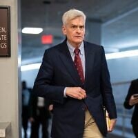 US Senator Bill Cassidy heads to a closed-door Republican policy meeting at the Capitol in Washington, on June 16, 2026. (AP Photo/J. Scott Applewhite)