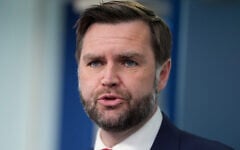 Vice President JD Vance speaks to reporters in the James S. Brady Press Briefing Room at the White House, Thursday, June 18, 2026, in Washington. (AP Photo/Manuel Balce Ceneta)