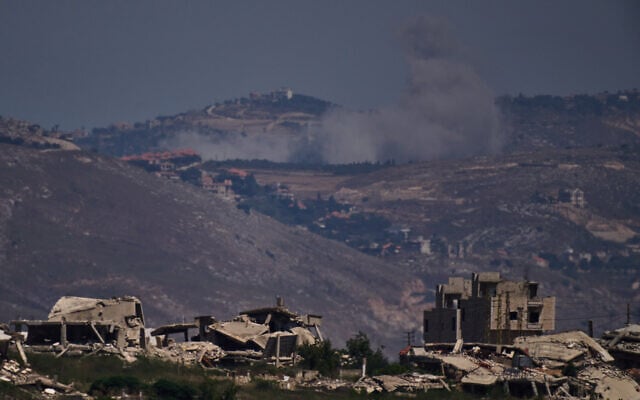 Smoke rises to the sky following an Israeli military strike in southern Lebanon as seen from northern Israel, June 19, 2026. (AP Photo/Leo Correa) Smoke rises to the sky following an Israeli military strike in southern Lebanon as seen from northern Israel, June 19, 2026. (AP Photo/Leo Correa)