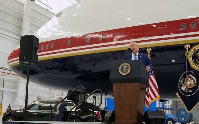 US President Donald Trump speaks after touring the newly designated Air Force One presidential aircraft at Joint Base Andrews, Maryland, June 19, 2026. (AP Photo/Manuel Balce Ceneta) US President Donald Trump speaks after touring the newly designated Air Force One presidential aircraft at Joint Base Andrews, Maryland, June 19, 2026. (AP Photo/Manuel Balce Ceneta)