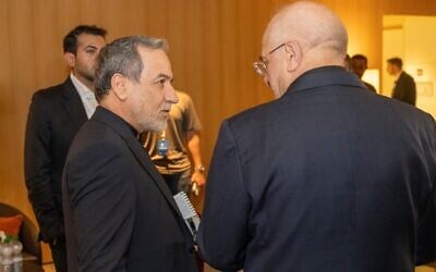 Iranian Foreign Minister Abbas Araghchi, left, and Parliament Speaker Mohammed Bagher Ghalibaf, right, confer at the Burgenstock resort in Obbuergen, near Lucerne, Switzerland, early on June 21, 2026. (Urs Flueeler/Keystone, Pool via AP) Iranian Foreign Minister Abbas Araghchi, left, and Parliament Speaker Mohammed Bagher Ghalibaf, right, confer at the Burgenstock resort in Obbuergen, near Lucerne, Switzerland, early on June 21, 2026. (Urs Flueeler/Keystone, Pool via AP)