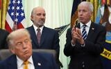 US Energy Secretary Chris Wright (R) speaks as US Commerce Secretary Howard Lutnick and US President Donald Trump listen in the Oval Office of the White House during an executive order signing about quantum computing, on June 22, 2026, in Washington. (AP/Jacquelyn Martin)