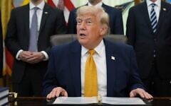 US President Donald Trump speaks in the Oval Office of the White House during an executive order signing about quantum computing, June 22, 2026, in Washington. (AP Photo/Jacquelyn Martin)