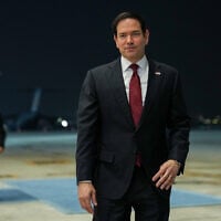 US Secretary of State Marco Rubio upon his arrival at Al Bateen Executive Airport, in Abu Dhabi, United Arab Emirates, June 23, 2026. (Eric Lee/Pool Photo via AP)