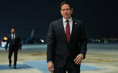 US Secretary of State Marco Rubio upon his arrival at Al Bateen Executive Airport, in Abu Dhabi, United Arab Emirates, June 23, 2026. (Eric Lee/Pool Photo via AP)