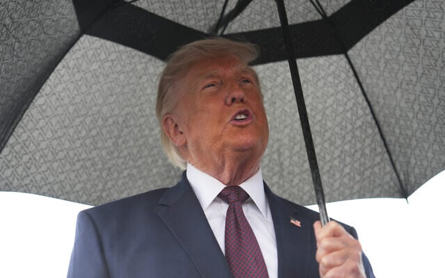 US President Donald Trump speaks to the media after disembarking Air Force One at Reading Regional Airport, June 23, 2026, in Reading, Pennsylvania. (AP/Julia Demaree Nikhinson)