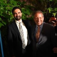 Democratic congressional candidate Brad Lander arrives with New York City Mayor Zohran Mamdani for an election night watch party Tuesday, June 23, 2026, in New York. (AP Photo/Ryan Murphy)