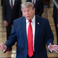 US President Donald Trump heads to a meeting with Senate Republicans at the Capitol in Washington, June 24, 2026.  (Jose Luis Magana/AP)