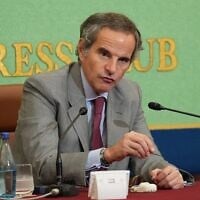 Rafael Grossi, International Atomic Energy Agency Director General and a candidate for United Nations Secretary-General, responds to a reporter's question during a news conference at the Japan National Press Club in Tokyo, June 26, 2026. (Hiro Komae/AP)