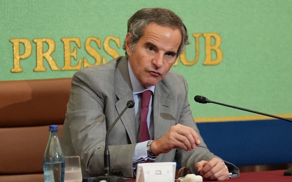 IAEA Director General Rafael Grossi responds to a reporter's question during a news conference at the Japan National Press Club in Tokyo, Japan, June 26, 2026. (AP Photo/Hiro Komae)